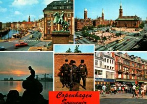 CONTINENTAL SIZE POSTCARD MULTIPLE SOUVENIR VIEWS OF COPENHAGEN SWEDEN