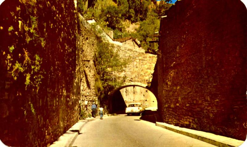 Mexico - Guanajuato. Quaint Street Scene, Stone Arch