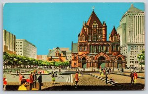 State View~Boston Massachusetts~Copley Square & Trinity Church~Vintage Postcard