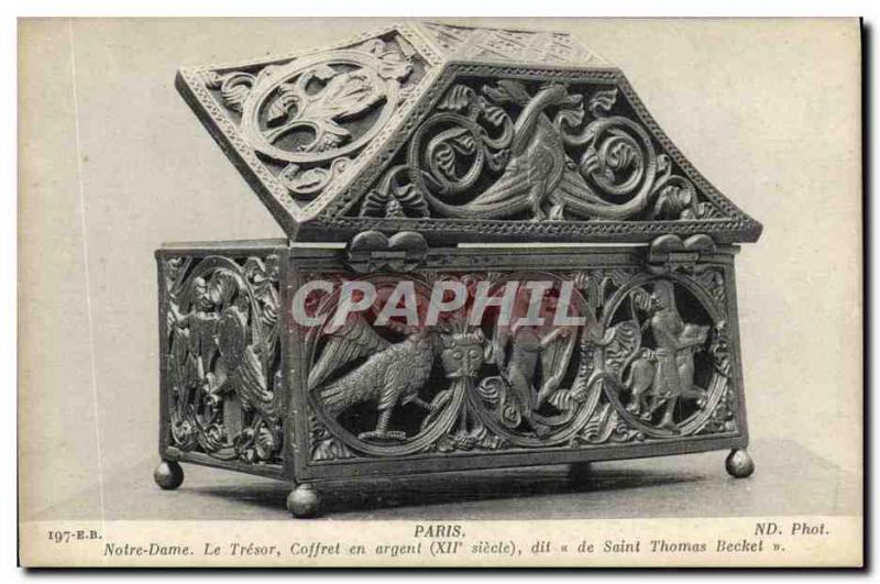 Old Postcard Notre Dame Paris called Le Tresor silver casket of SAint Thomas ...