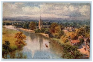 c1910 River Scene Stratford-on-Avon England Unposted Oilette Tuck Art Postcard
