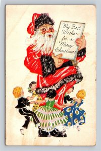 c1924 Santa Claus With Dancing Children Christmas Postcard pc3841
