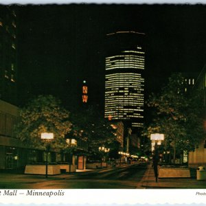 c1960s Minneapolis MN Downtown Nicollet Mall Night Scene Traffic Light IDS PC M2