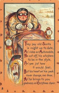 Raphael Tuck Christmas Children Brown Suited Santa Claus Auto & Poem Postcard