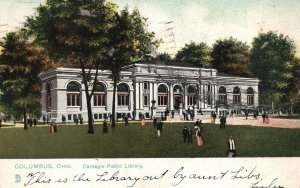 Vintage Postcard 1907 Carnegie Public Library Lawns & Ornamental Washington OH