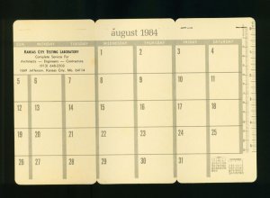 Kansas City Testing Laboratory Vintage August 1984 Monthly Planning Schedule