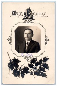 Woodmen Colorado CO Postcard RPPC Photo Christmas Holly Berries Handmade c1910's