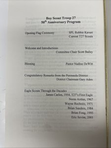 Boy Scout Troop 27 Golden Anniversary Program San Mateo, California 10/20/2001