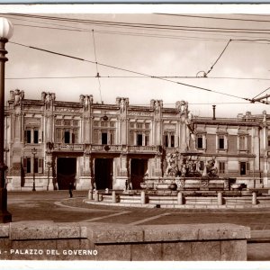 1940 Messina, Italy RPPC Palazzo del Governo Fountain Real Photo Postcard A163