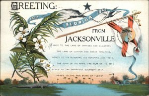 Jacksonville Florida FL Greeting Card 1910s-30s Postcard