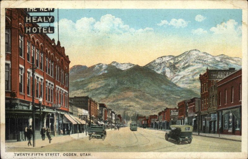 Ogden Utah UT Twenty-Fifth Street Scene Vintage Postcard