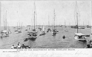 Highland Beach New Jersey Shrewsbury River Sail Boats Antique Postcard K106213