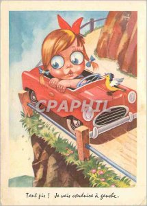 'Modern Postcard Too bad I''ll drive left Automobile Child'