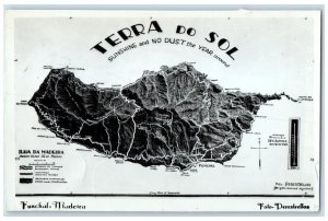 c1930's Terra Do Sol Funchal-Madeira Map View Portugal RPPC Photo Postcard