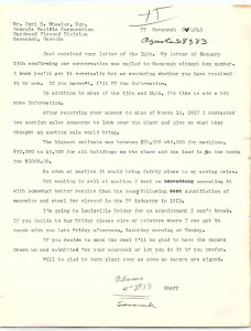 1958 GEORGIA-PACIFIC COPRORATION SAVANNAH GA BUYING LEASING SAWMILL LETTER Z851