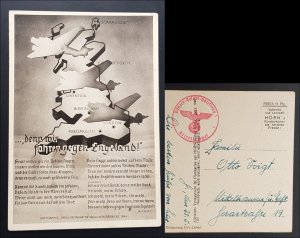 GERMANY THIRD 3rd REICH ORIGINAL WWII POSTCARD WE CHARGE AGAINST ENGLAND