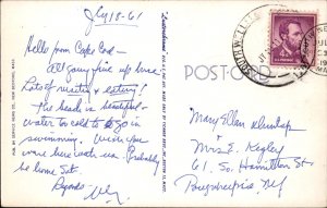 Cape Cod MA Wellfleet Large Letter Greeting c1950-60s Vintage Postcard