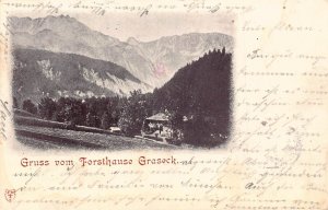 Germany 1898 Gruss vom Forsthause Graseck Mountains vintage postcard