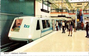 Oakland, CA California  BART TRAIN~Lake Merritt Station RAPID TRANSIT  Postcard