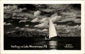 Lake Massawippi Quebec Sailboat Sailboat Lake RPPC Real Photo Vintage Postcard