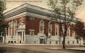 Vintage Postcard Central Christian Church Terre Haute Indiana The Valentine Pub.