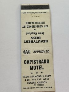 Vintage Matchbook Cover CAPISTRANO MOTEL Eugene Oregon MB18