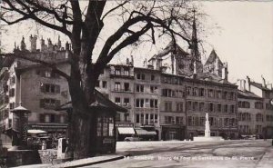 Switzerland Geneve Bourge de Four et Cathedrale de St Pierre Real Photo