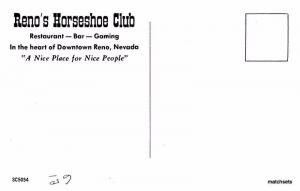 1950s Reno's Horseshoe Club Night Nevada Neon postcard 1914