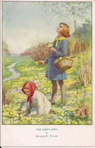 Artist Signed Margaret Tarrant, Medici Society Lark's Song Girls, Flowers