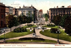 Maryland Baltimore Monument Square Looking West 1907