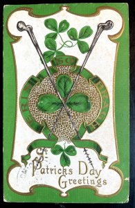 Vintage Victorian Postcard 1909 St. Patrick's Day Greetings - Crest