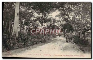 Old Postcard Haiphong Tonkin walk around Circular Road