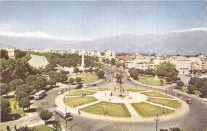 US33 postcard Santiago de Chile Plaza Baquedano Andes mountains in background