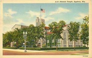 WI, Appleton, Wisconsin, Masonic Temple, Curteich 9A-H1988