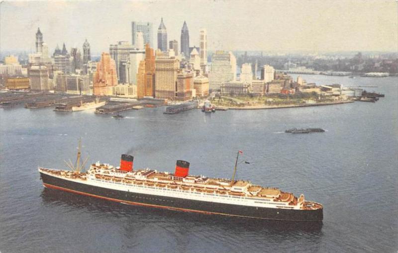 R.M.S. Queen Mary, Cunard Line  New York harbor