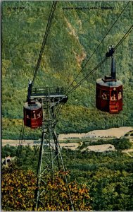 Vtg Franconia Notch NH Cannon Mountain Aerial Tramway 1930s Linen Postcard