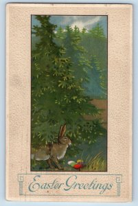 Springfield IL Postcard Easter Greetings Rabbit And Eggs Under The Tree 1911