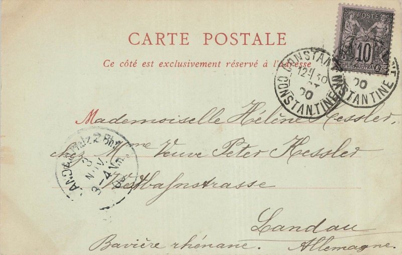 Algerie-Constantine~Une Rue du Village Arabe~1900 POSTCARD to Landau Germany