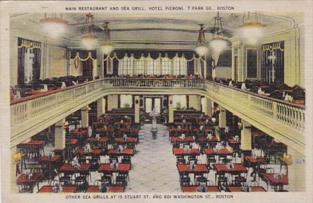 Massachusetts Boston Hotel Pieroni Main Restaurant & Sea Grill Interior 1940