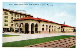 Postcard WY Cheyenne - Burlington Colorado & Southern Depot