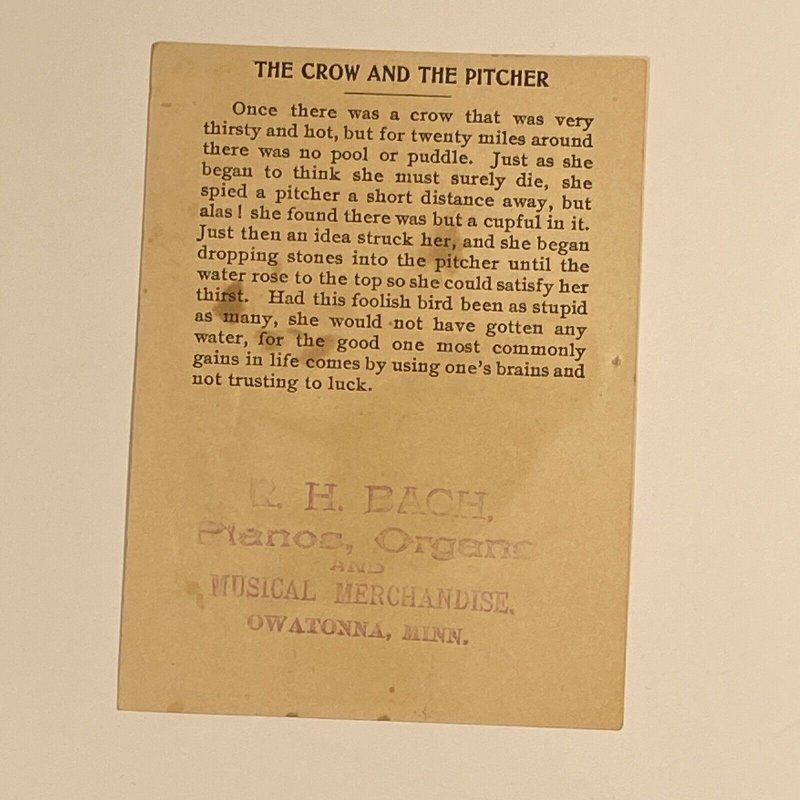 The Crow & The Pitcher Wheeler & Wilson Sewing Machine Bach Pianos Owatonna MN