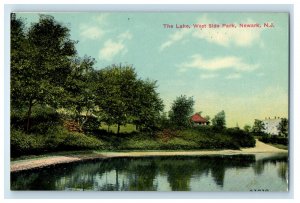 c1910 The Lake, West Side Park, Newark New Jersey NJ Antique Postcard 