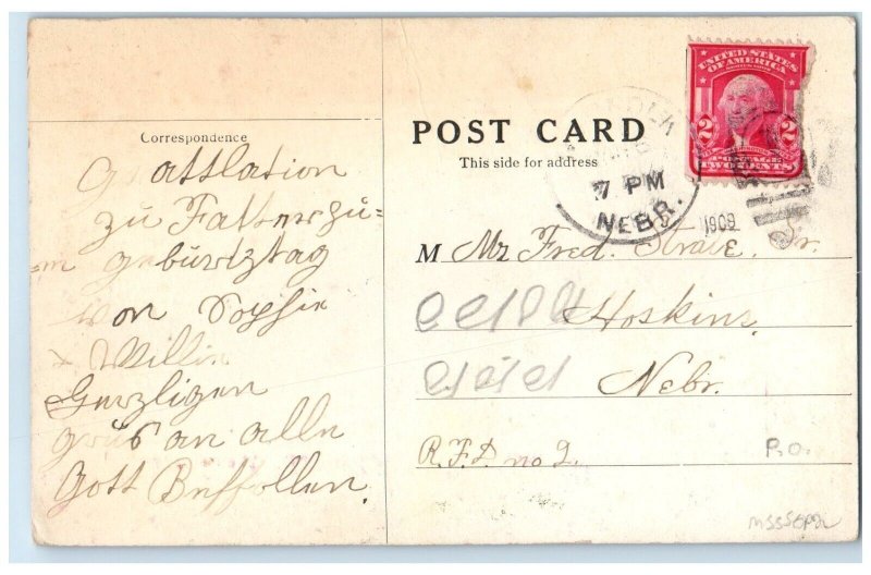 1909 Post Office Building Norfolk Nebraska NE Posted Antique Postcard