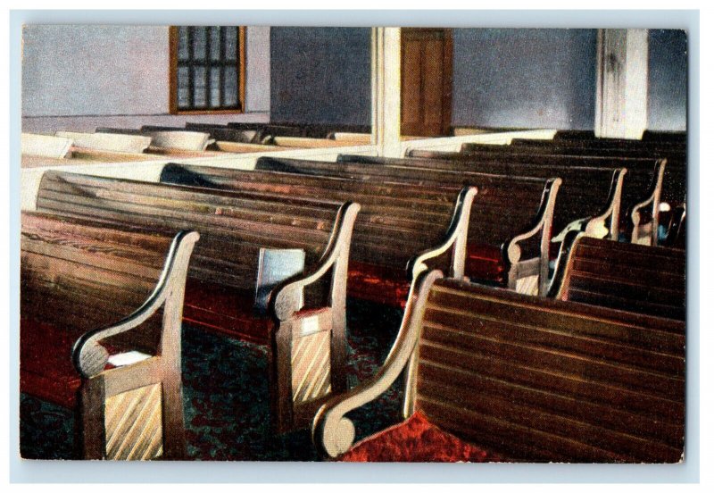 c1910 Interior Friends Meeting House Whittiers Pee Amesbury MA Postcard 