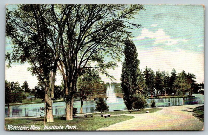 Institute Park  Worcester  Massachusetts  Postcard  1910