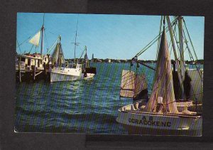 NC Shrimp Fishing Boats Ocracoke Island North Carolina Postcard AB Boat