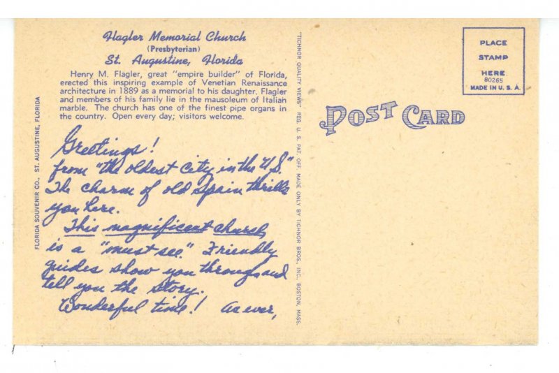 FL - St. Augustine. Flagler Memorial Church