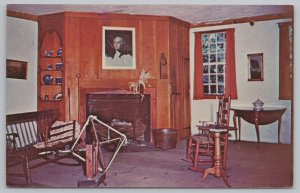 Keeping Room~Bench~Fireplace~Gilbert Stuart Birthplace 1755~Saunderstown RI~Vtg