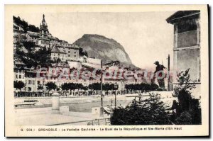Old Postcard Grenoble Featured Gauloise Le Quai De La Republique and Ste Marie
