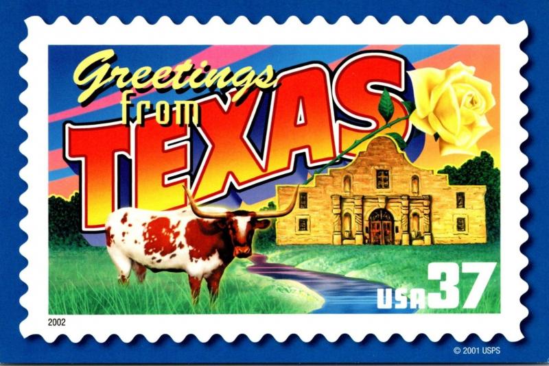 Stamps On Postcards Greetings From Texas